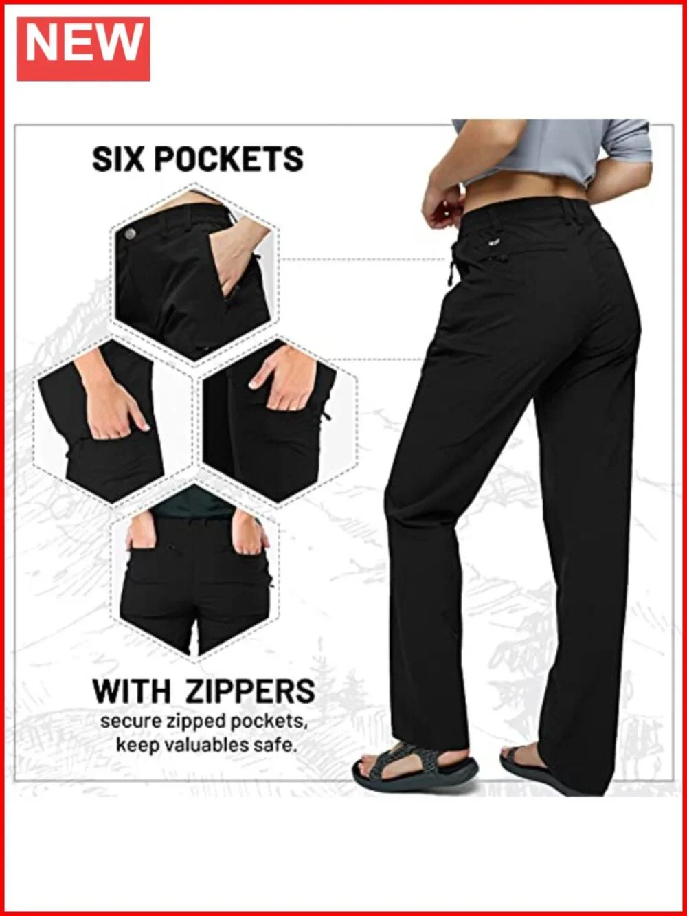 Women's Quick Dry Cargo Pants Lightweight Hiking with 6 Pockets Stretchy